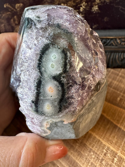 Uruguay Amethyst Cut Base with a Stalactite with deep purple caves Unique Crystal Druzy