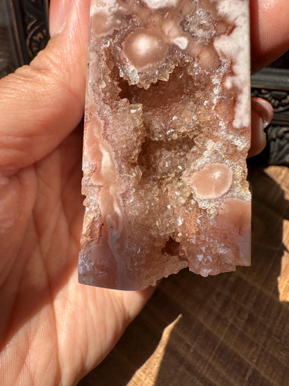 Pink Amethyst Flower, Pink Amethyst Tower with Druzy Crystal Cluater Cave