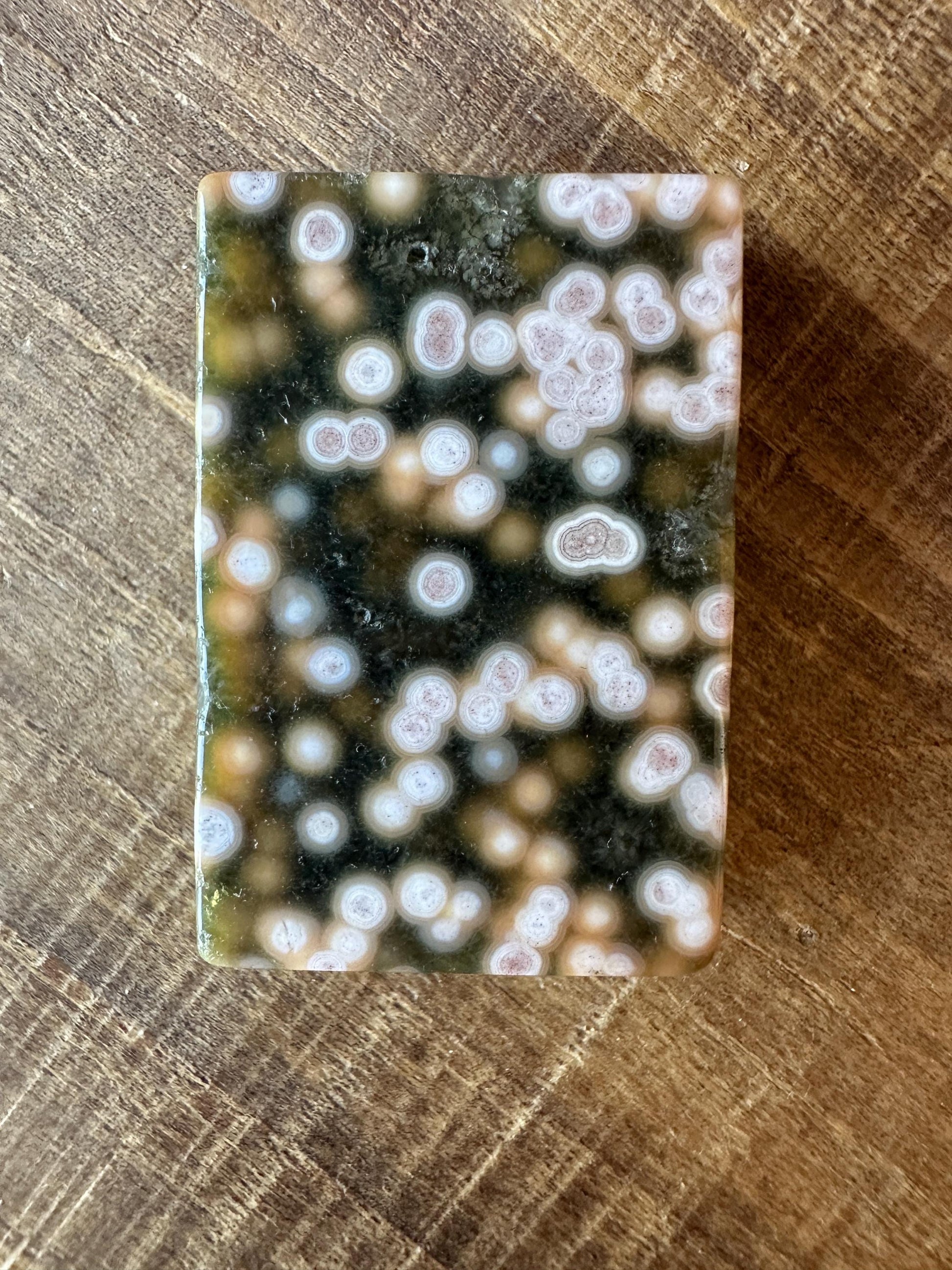 8th vein Ocean Jasper Cabochon, Rare Ocean Jasper, High Quality, Orbicular Jasper, Collectors piece, Green Quartz