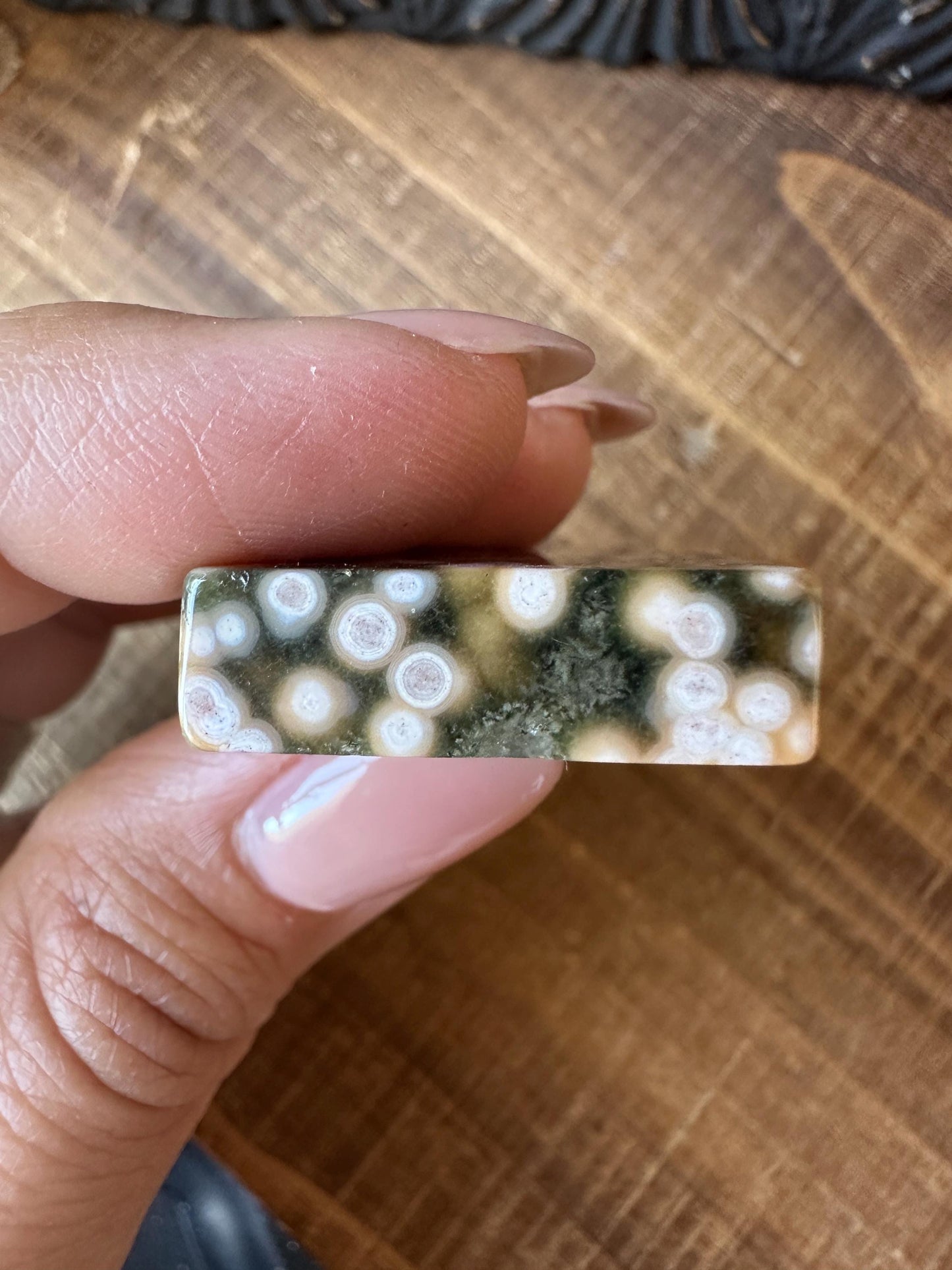 8th vein Ocean Jasper Cabochon, Rare Ocean Jasper, High Quality, Orbicular Jasper, Collectors piece, Green Quartz
