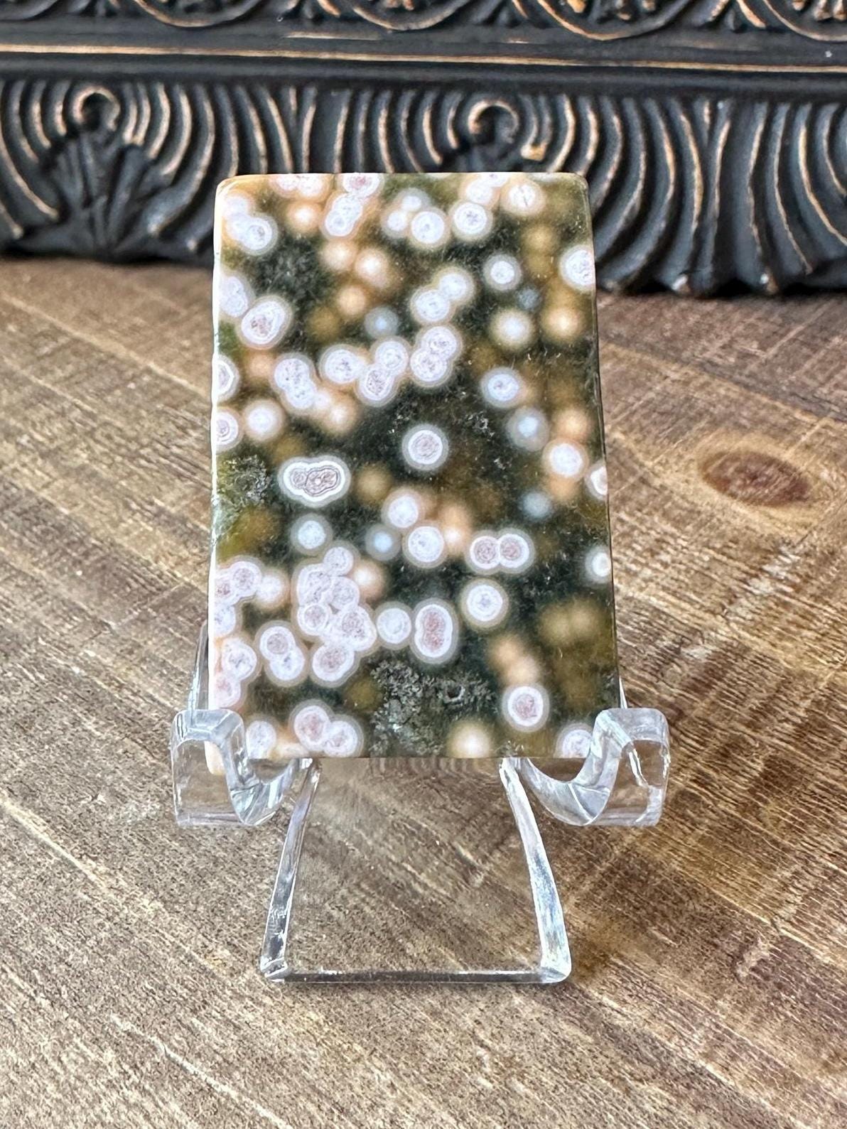 8th vein Ocean Jasper Cabochon, Rare Ocean Jasper, High Quality, Orbicular Jasper, Collectors piece, Green Quartz