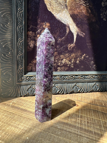 Purple Mica Tower, purple crystal tower, purple crystal point