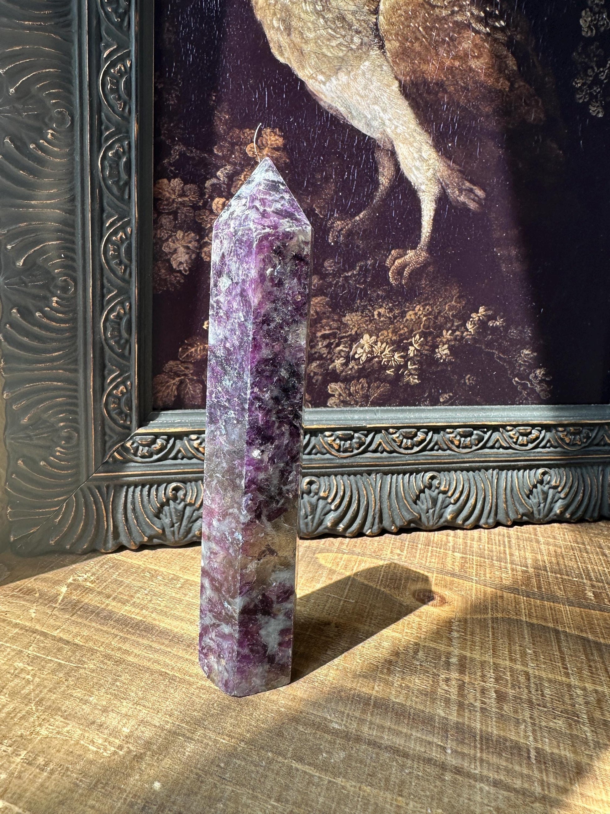Purple Mica Tower, purple crystal tower, purple crystal point