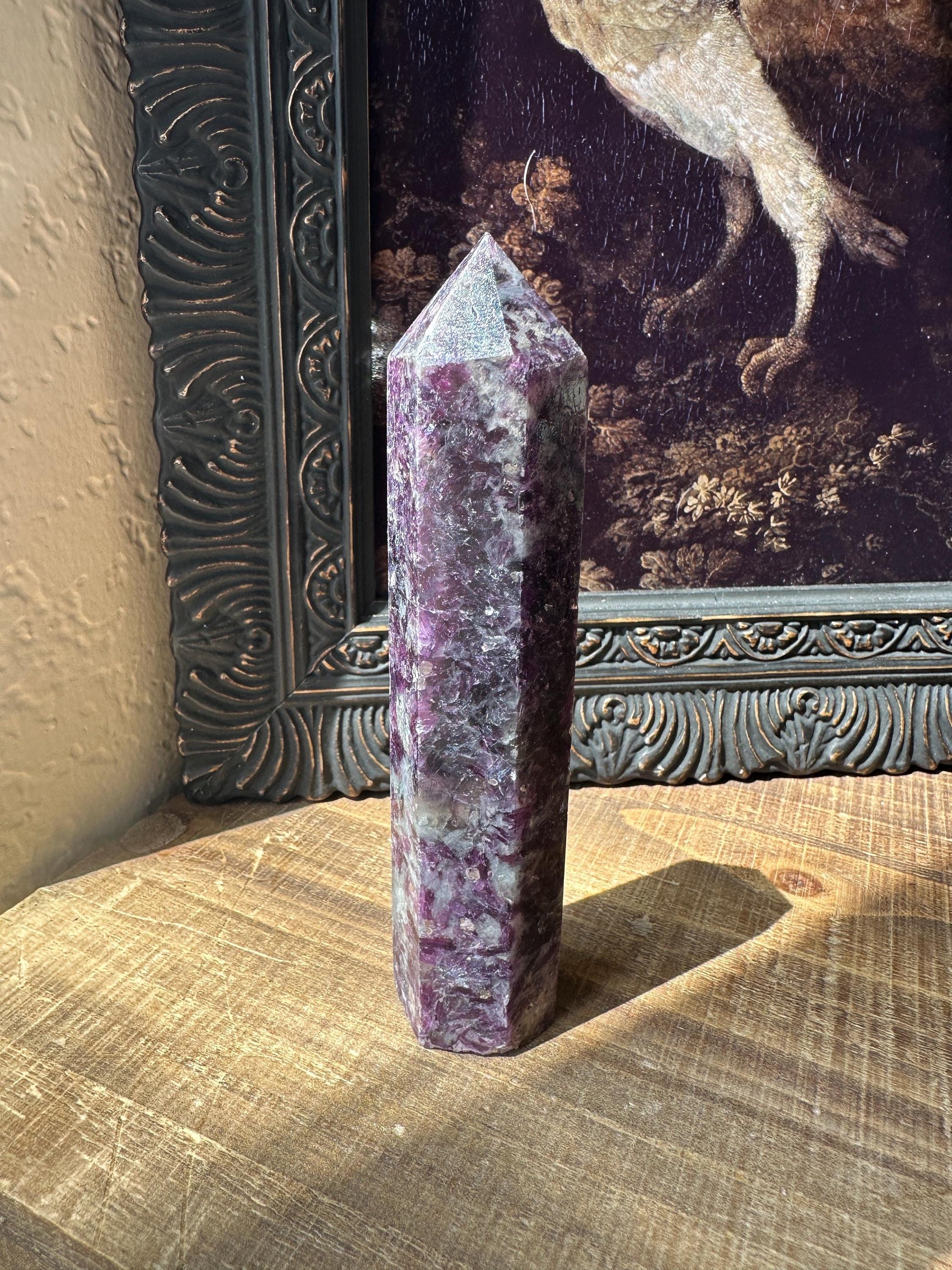 Purple Mica Tower, purple crystal tower, purple crystal point