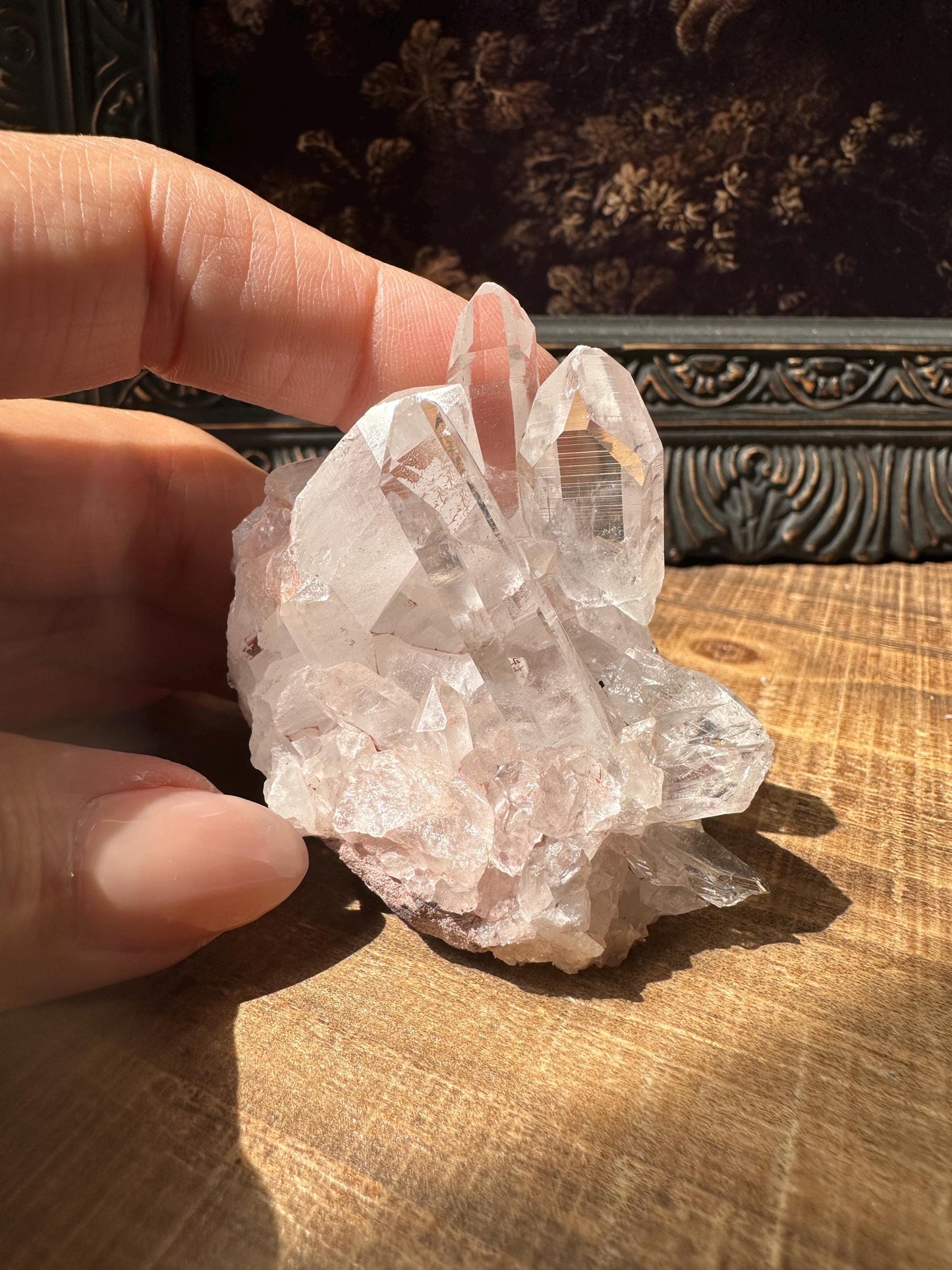 Lemurian quartz cluster, raw quartz, pink Lemurian, pink lithium quartz