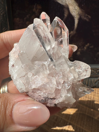 Lemurian quartz cluster, raw quartz, pink Lemurian, pink lithium quartz