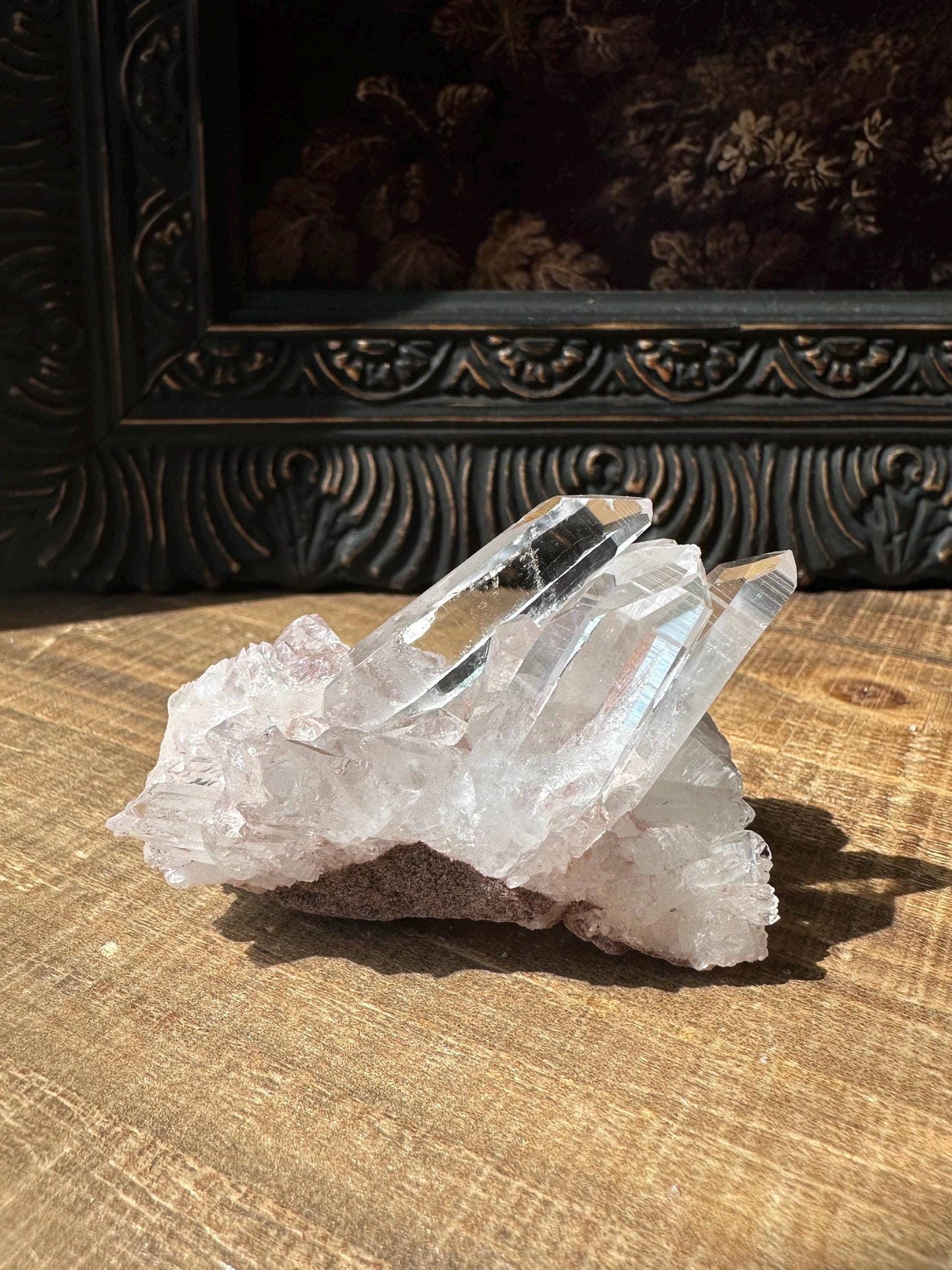 Lemurian quartz cluster, raw quartz, pink Lemurian, pink lithium quartz