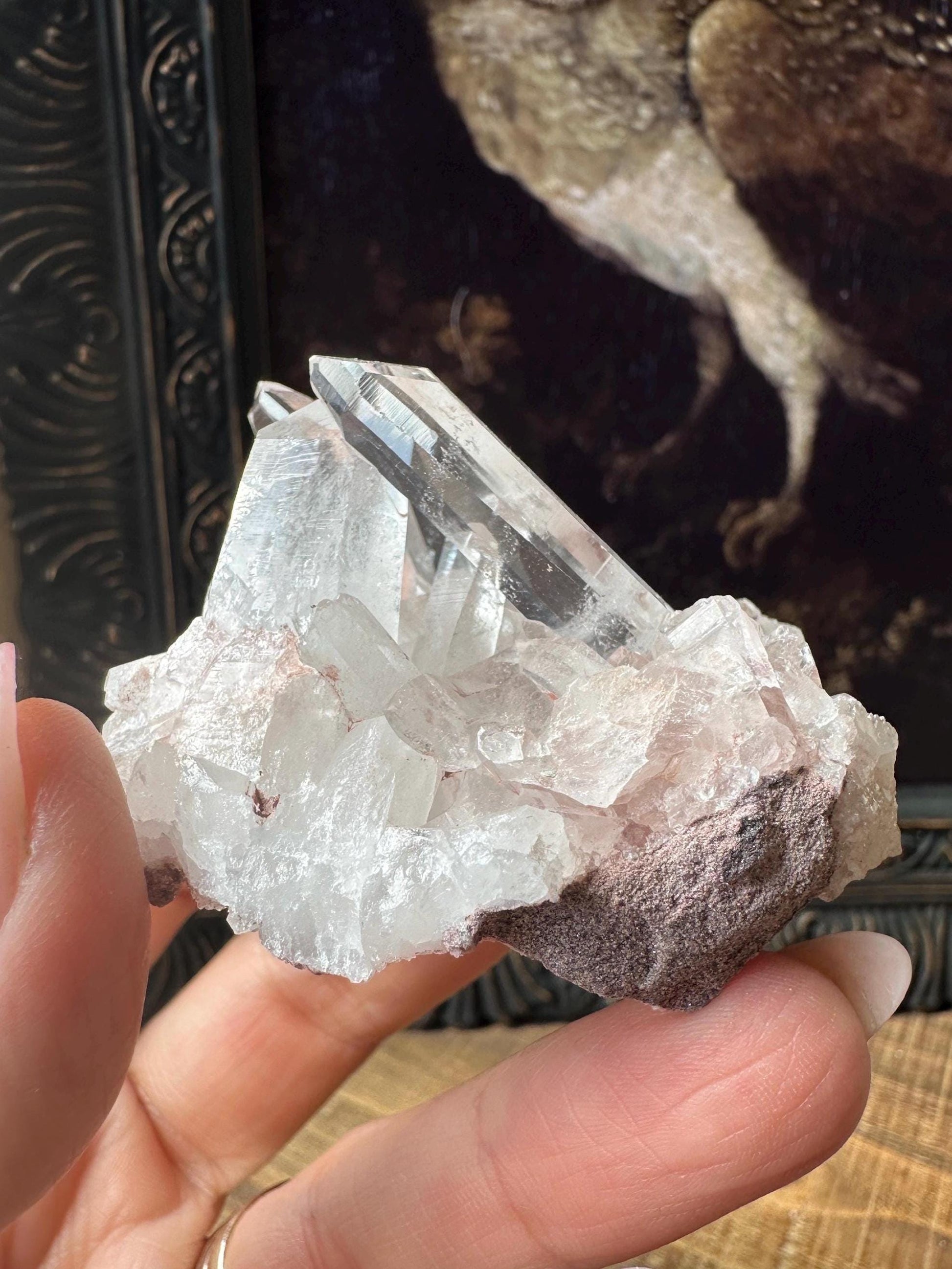 Lemurian quartz cluster, raw quartz, pink Lemurian, pink lithium quartz