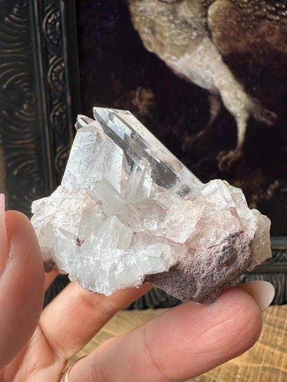 Lemurian quartz cluster, raw quartz, pink Lemurian, pink lithium quartz