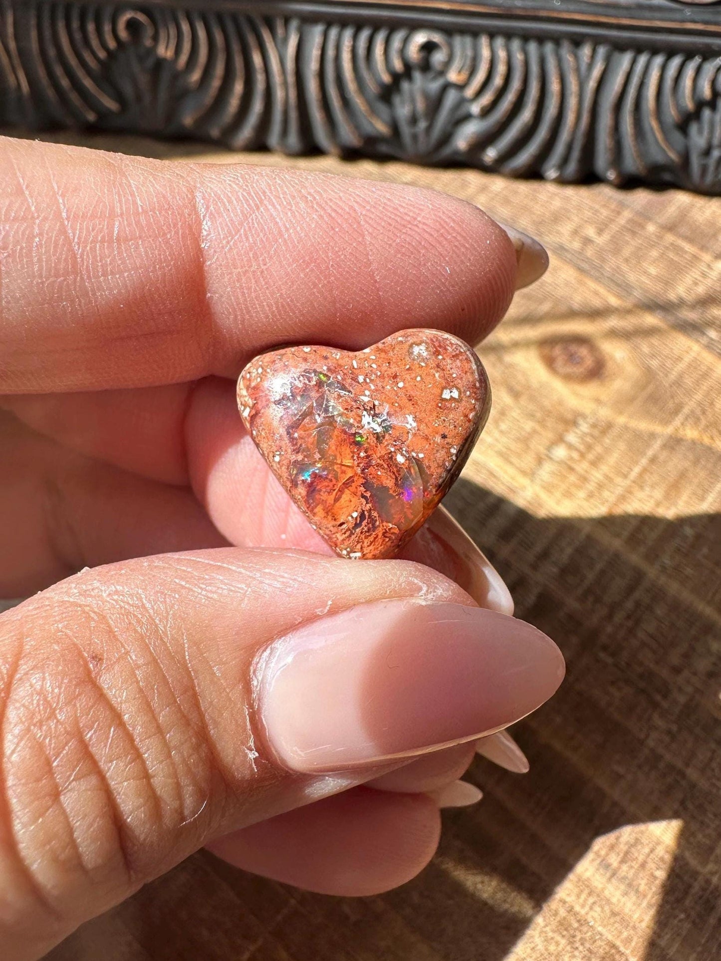 Cantara Opal Heart High Quality Cabochon Mexican Fire Opal Jelly Opal Water Opal, Opal in Matrix Opal in Rhyolite