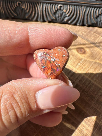 Cantara Opal Heart High Quality Cabochon Mexican Fire Opal Jelly Opal Water Opal, Opal in Matrix Opal in Rhyolite