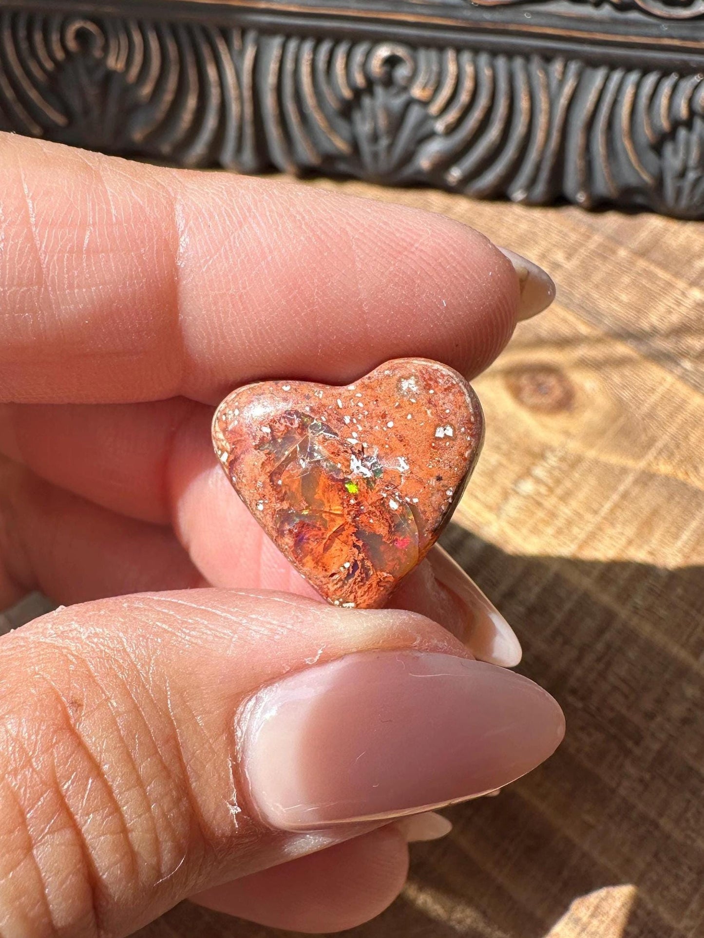 Cantara Opal Heart High Quality Cabochon Mexican Fire Opal Jelly Opal Water Opal, Opal in Matrix Opal in Rhyolite