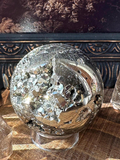 Pyrite Sphere, cubic pyrite, high quality fools gold, beautiful gold pyrite sphe