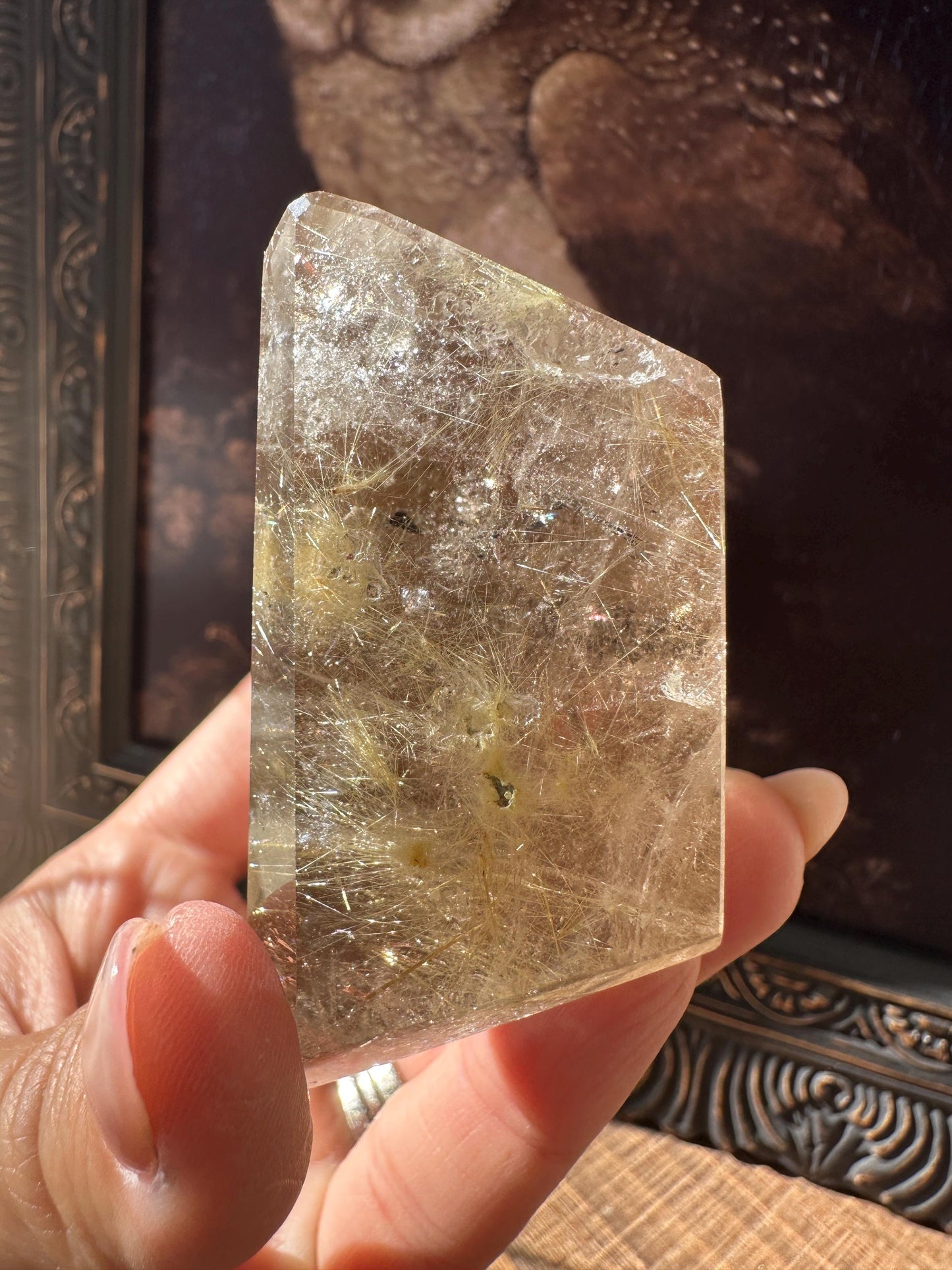 Rutilated smoky quartz Freeform, Golden Rutilated Quartz, rainbow quartz