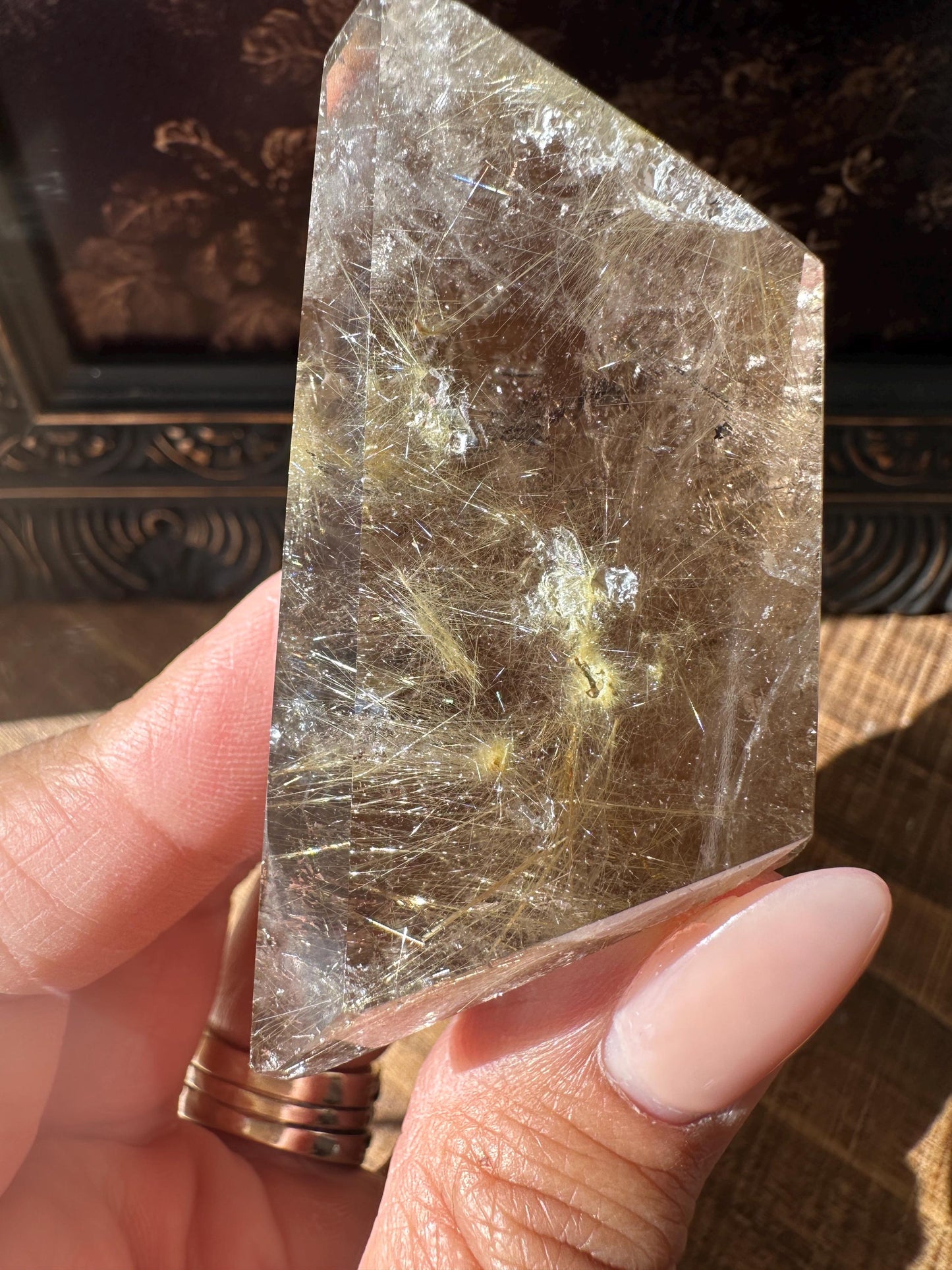 Rutilated smoky quartz Freeform, Golden Rutilated Quartz, rainbow quartz