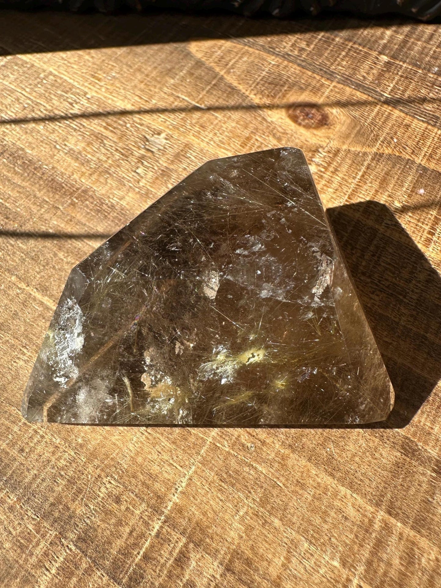 Rutilated smoky quartz Freeform, Golden Rutilated Quartz, rainbow quartz