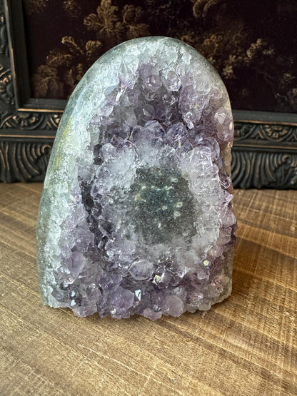 Uruguay Amethyst Cut Base with a Stalactite polished back
