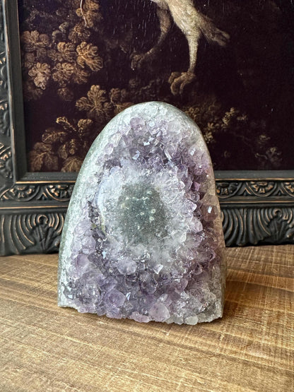 Uruguay Amethyst Cut Base with a Stalactite polished back