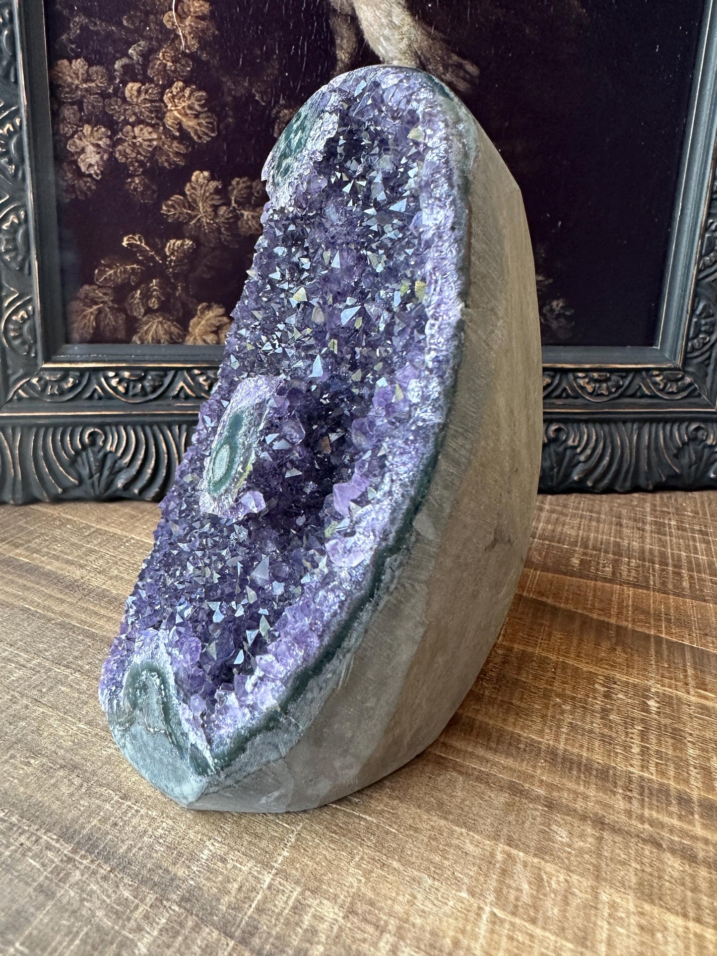 Uruguay Amethyst Cut Base with a Stalactite Deep Purple