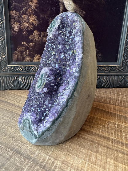 Uruguay Amethyst Cut Base with a Stalactite Deep Purple