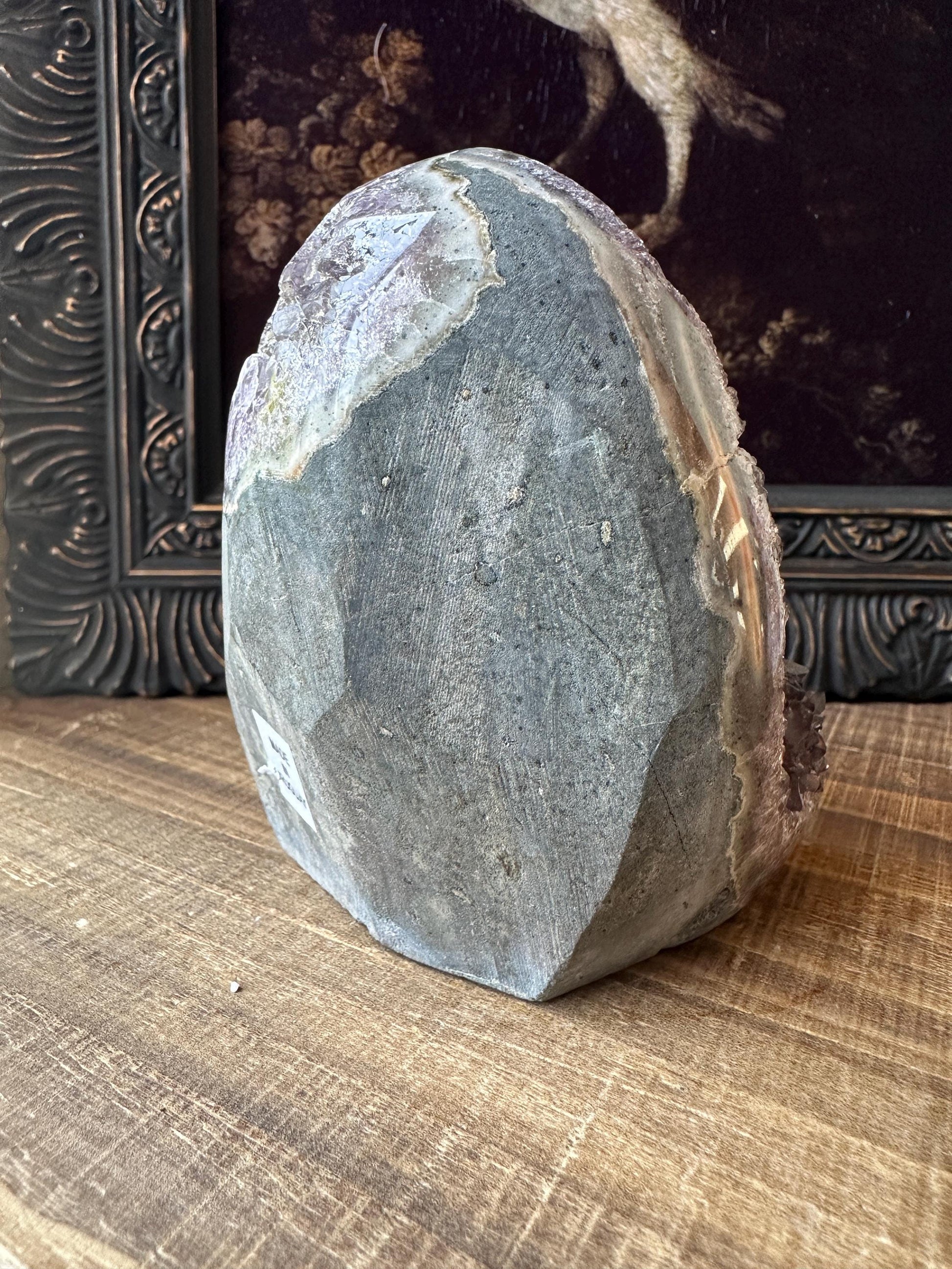 Uruguay Amethyst Cut Base with a Stalactite with deep purple caves Unique Crystal Druzy