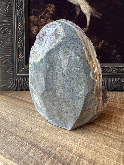 Uruguay Amethyst Cut Base with a Stalactite with deep purple caves Unique Crystal Druzy