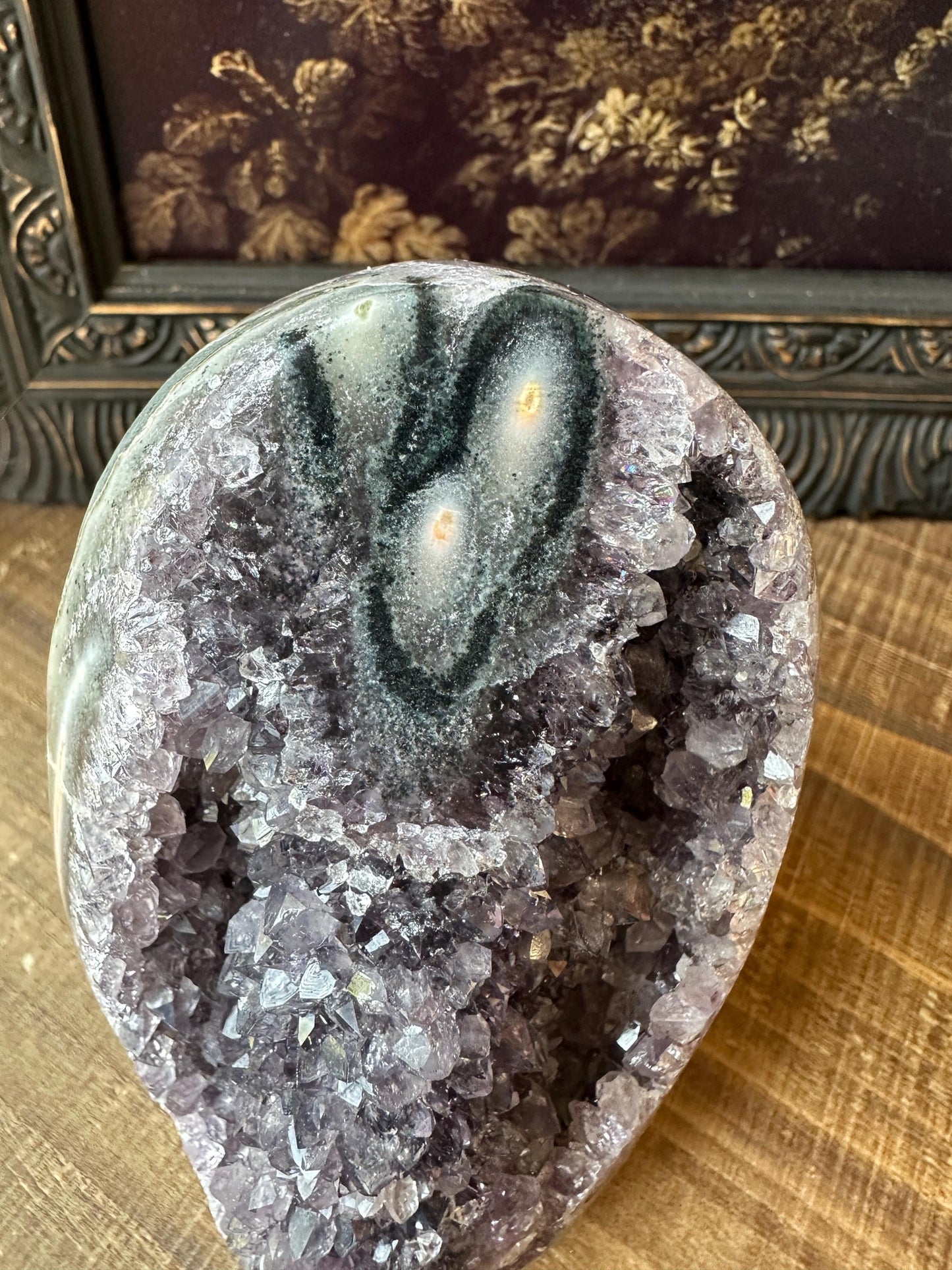Uruguay Amethyst Cut Base with a Stalactite with deep purple caves Unique Crystal Druzy
