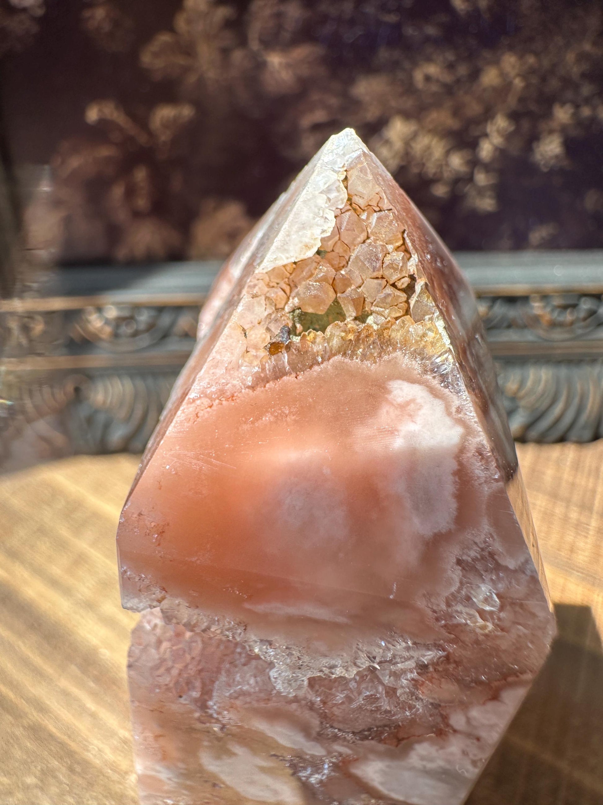 Pink Amethyst Flower, Pink Amethyst Tower with Druzy Crystal Cluater Cave