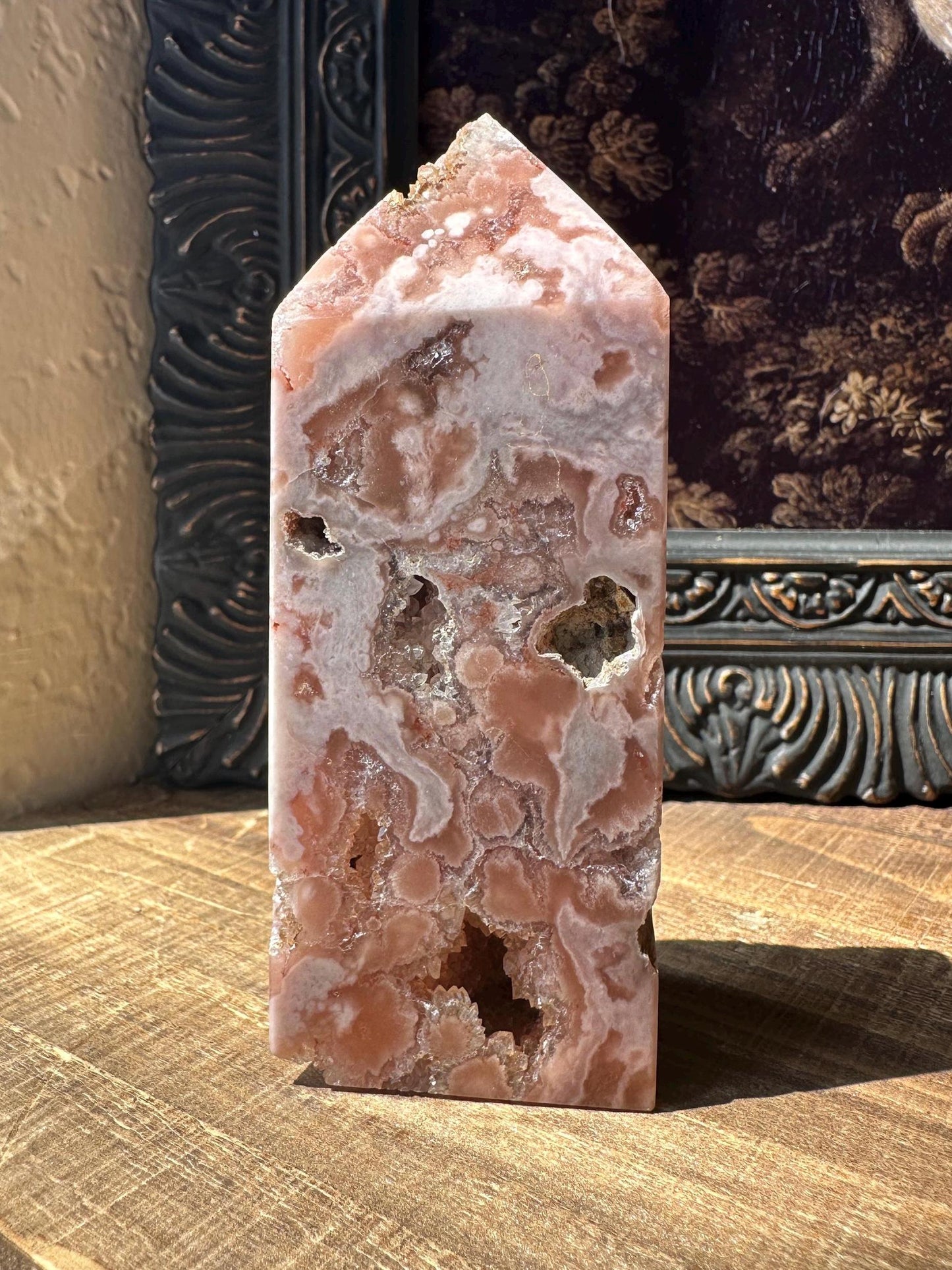 Pink Amethyst Flower, Pink Amethyst Tower with Druzy Crystal Cluater Cave