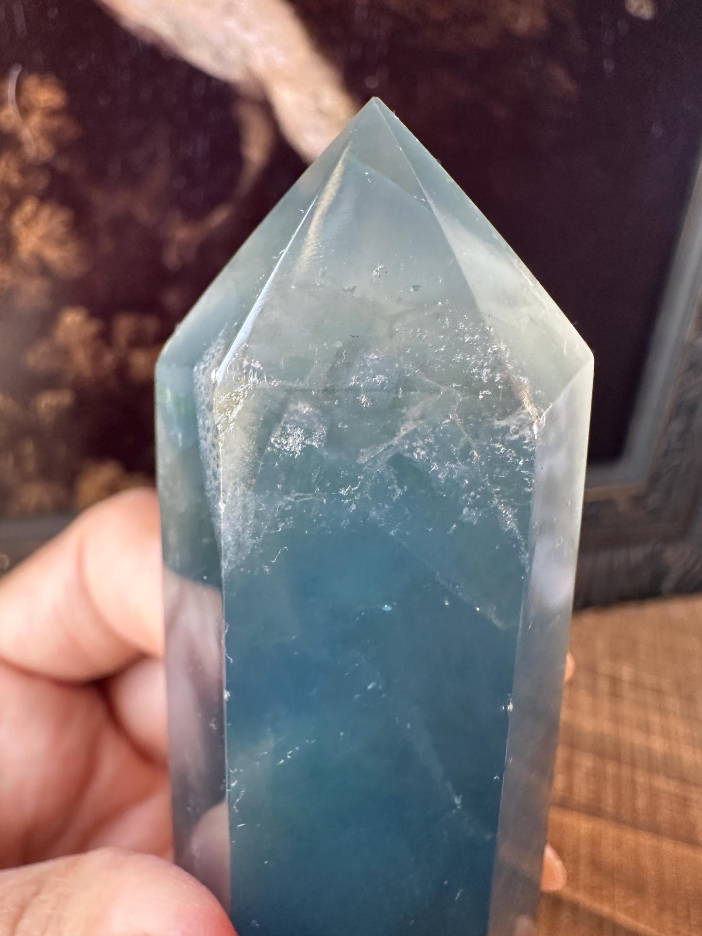 Blue fluorite tower