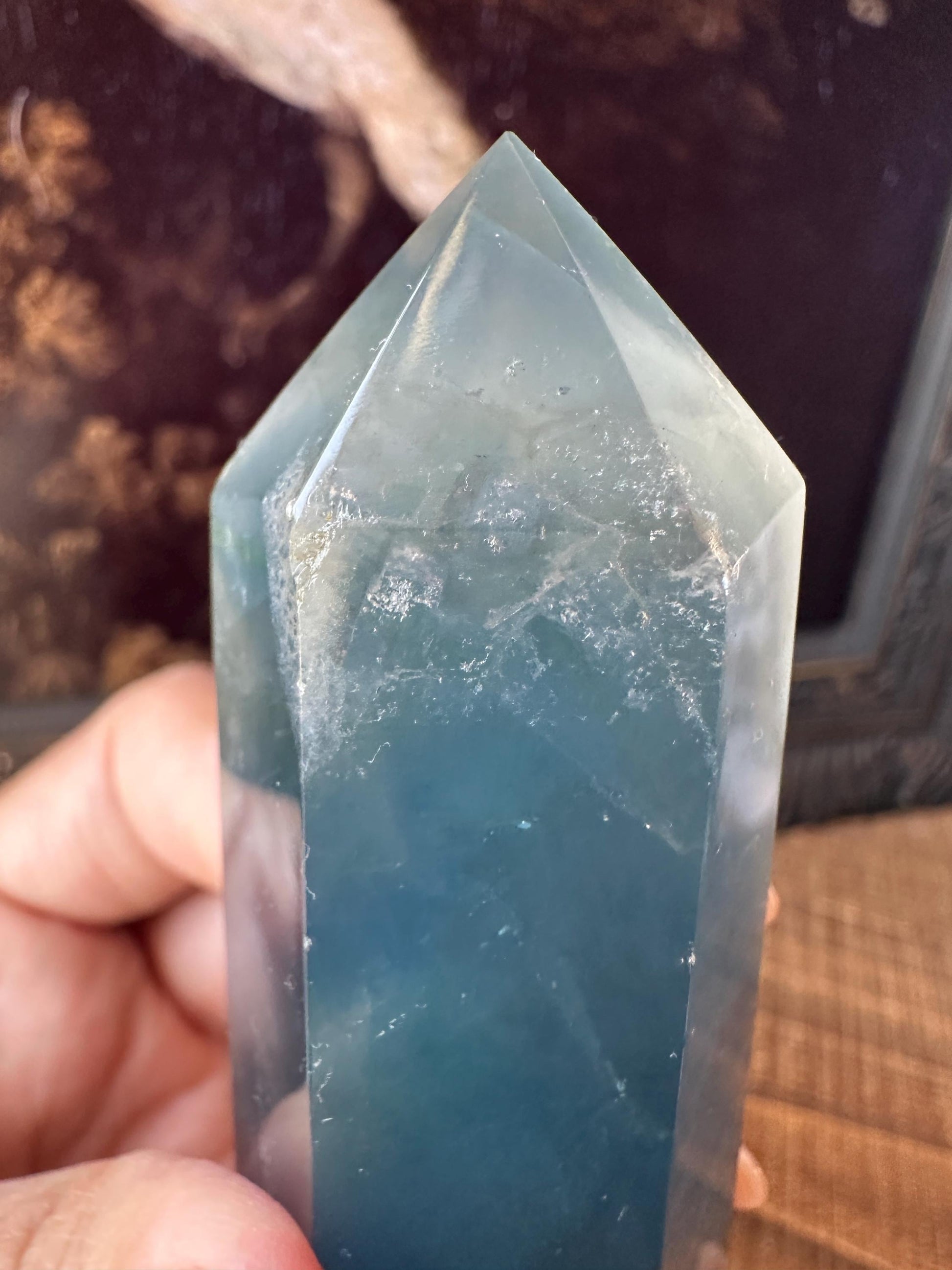 Blue fluorite tower
