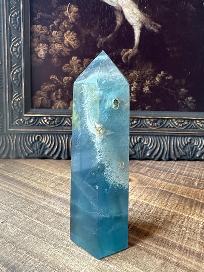 Blue fluorite tower