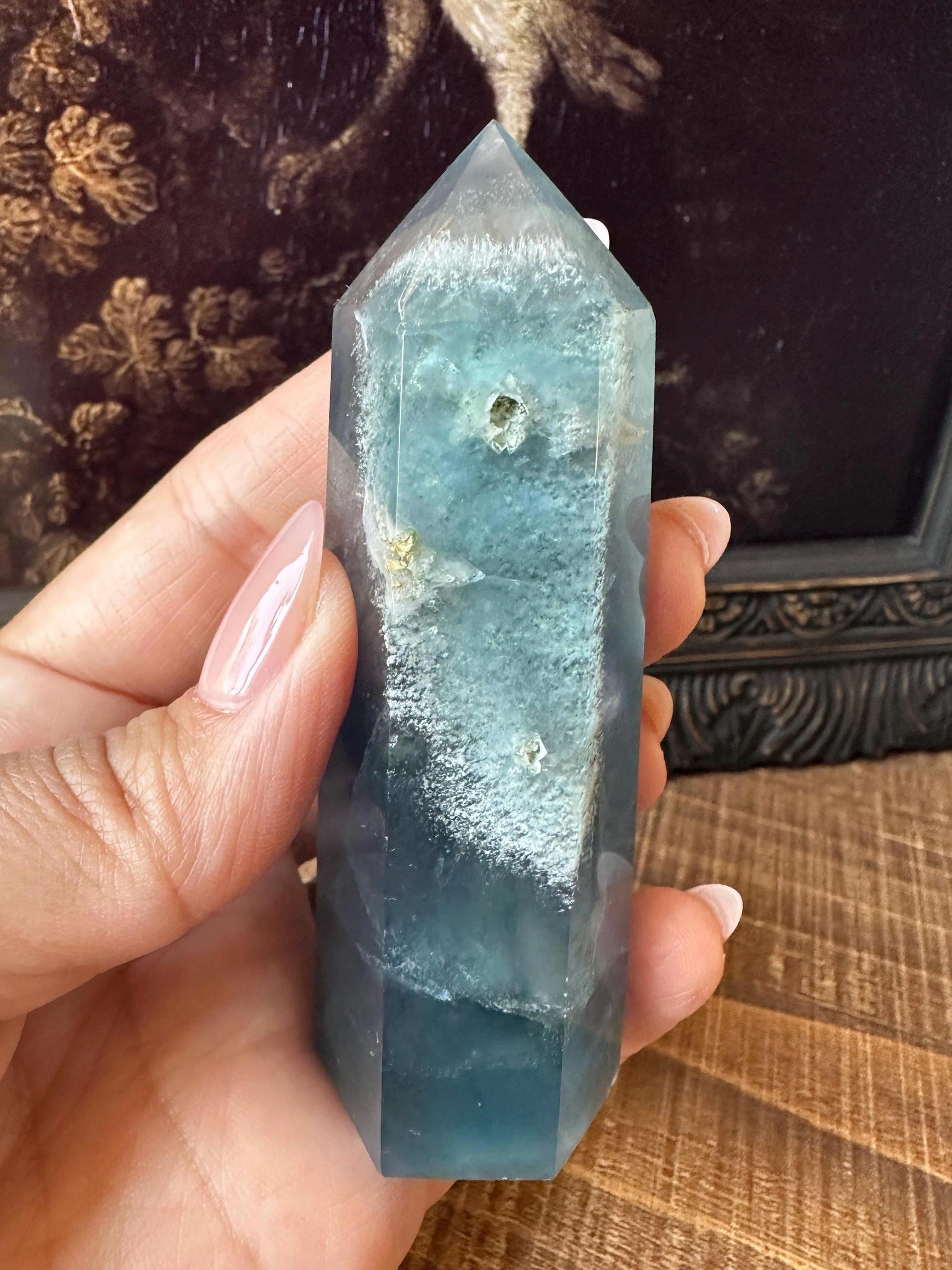 Blue fluorite tower