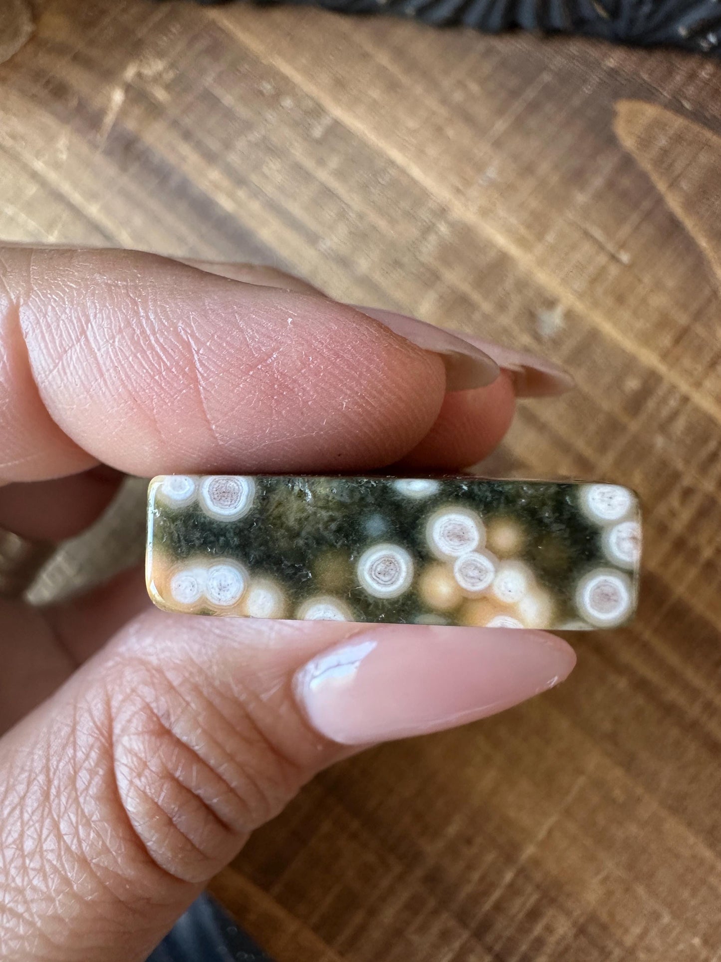 8th vein Ocean Jasper Cabochon, Rare Ocean Jasper, High Quality, Orbicular Jasper, Collectors piece, Green Quartz