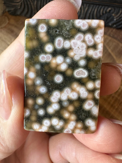 8th vein Ocean Jasper Cabochon, Rare Ocean Jasper, High Quality, Orbicular Jasper, Collectors piece, Green Quartz