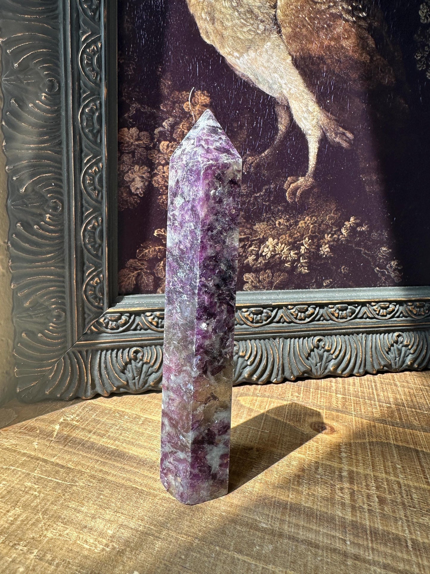 Purple Mica Tower, purple crystal tower, purple crystal point