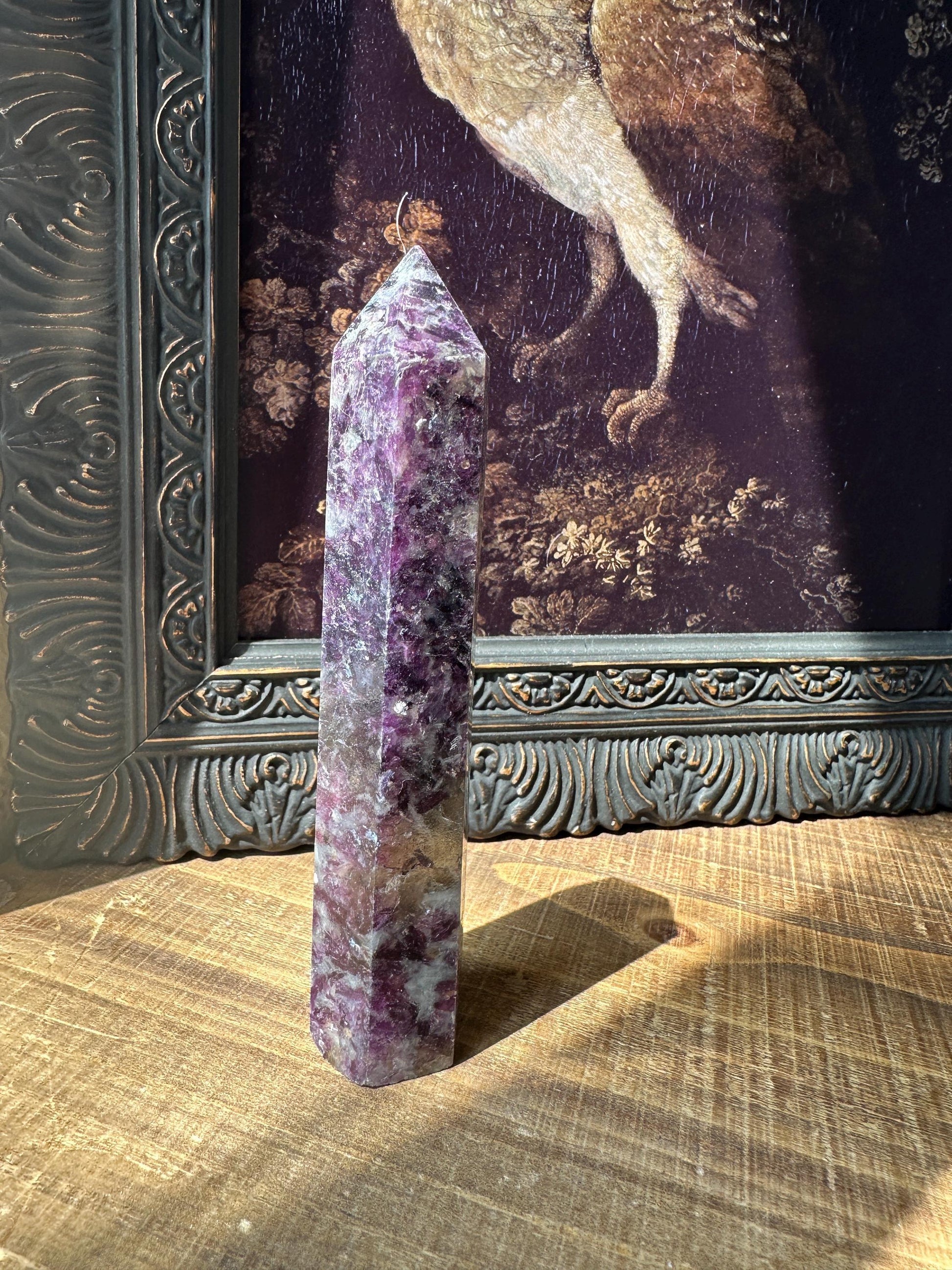 Purple Mica Tower, purple crystal tower, purple crystal point