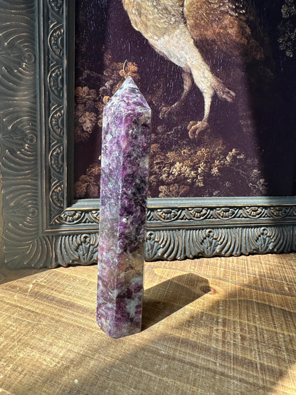 Purple Mica Tower, purple crystal tower, purple crystal point