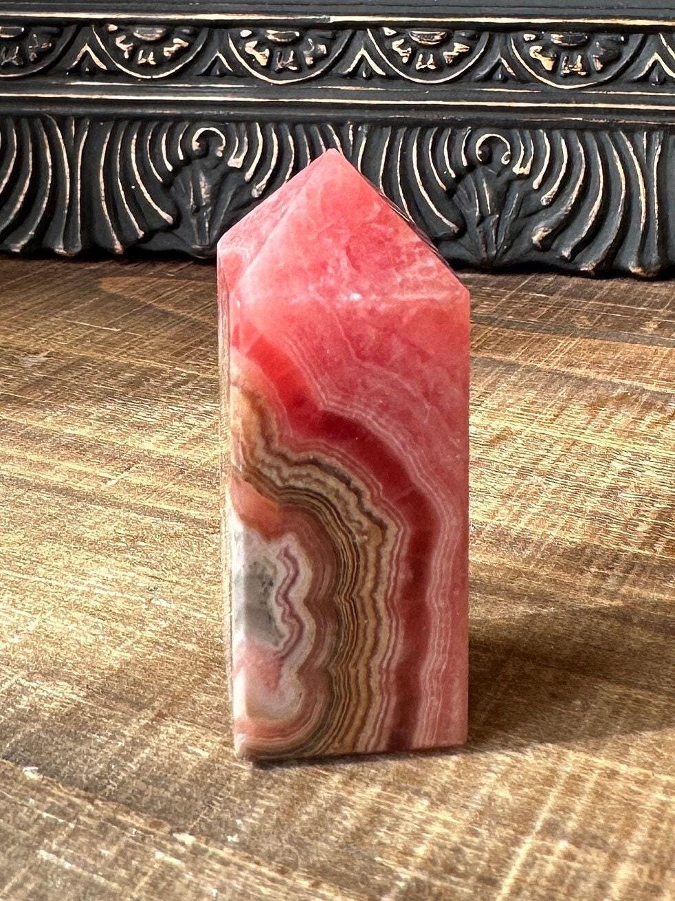 High quality Rhodochrosite Argentina, Saturated Raspberry, Gemmy, Crystal Tower, Flashy