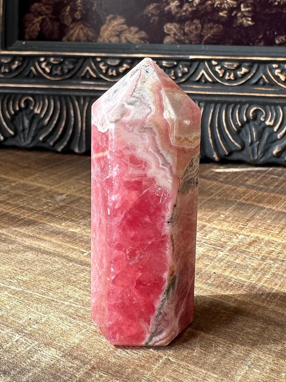 High quality Rhodochrosite Argentina, Saturated Raspberry, Gemmy, Crystal Tower, Flashy