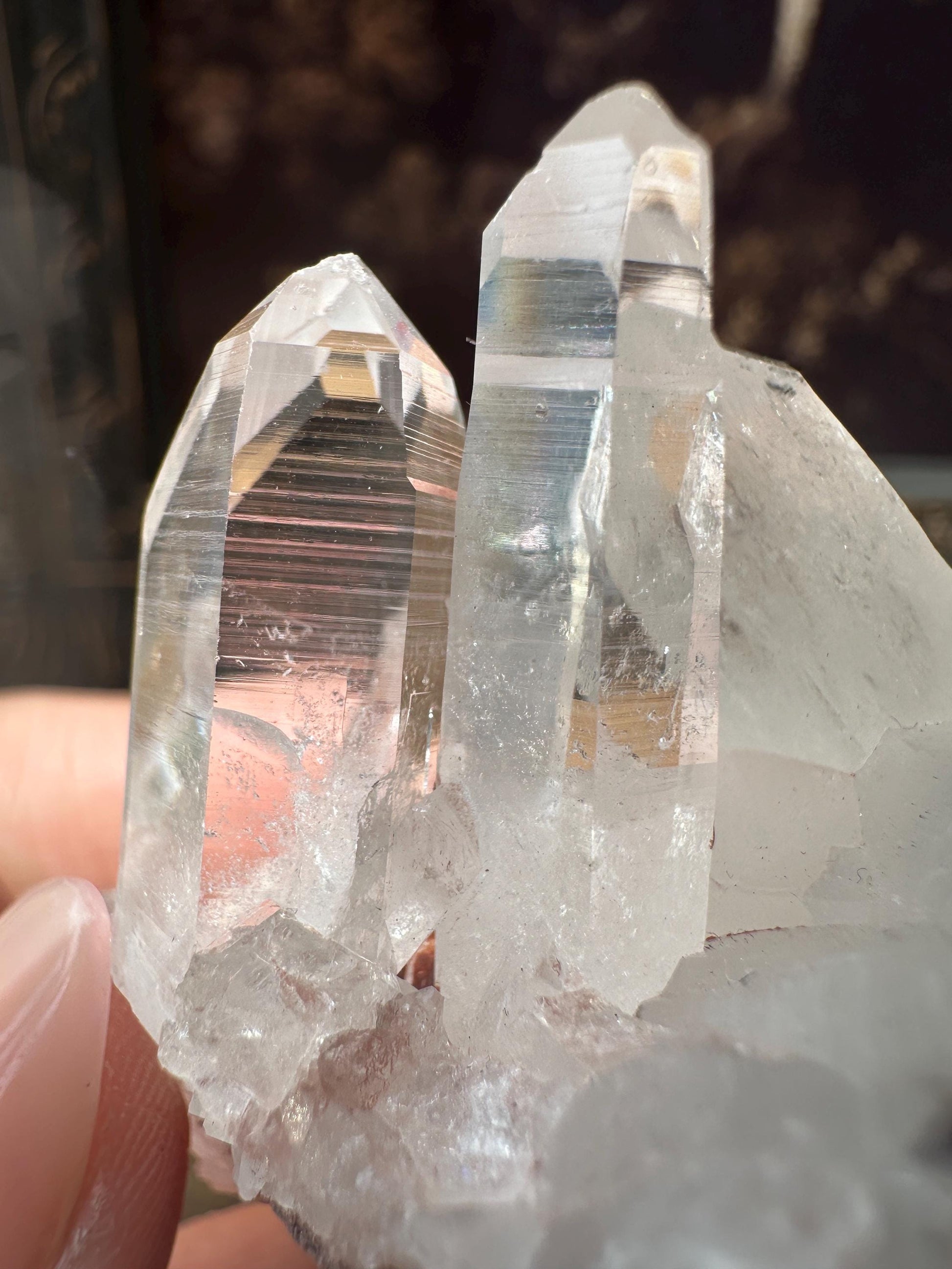 Lemurian quartz cluster, raw quartz, pink Lemurian, pink lithium quartz