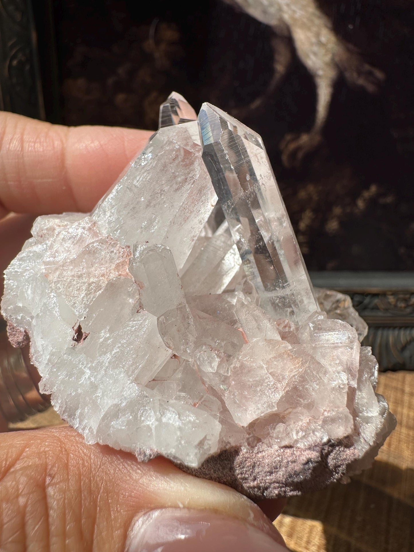Lemurian quartz cluster, raw quartz, pink Lemurian, pink lithium quartz