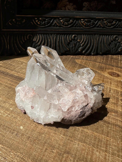Lemurian quartz cluster, raw quartz, pink Lemurian, pink lithium quartz