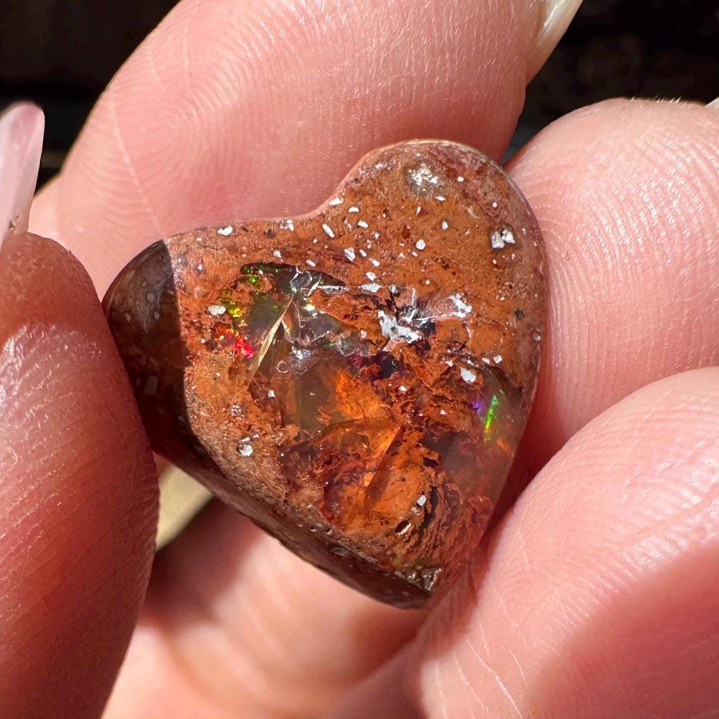 Cantara Opal Heart High Quality Cabochon Mexican Fire Opal Jelly Opal Water Opal, Opal in Matrix Opal in Rhyolite