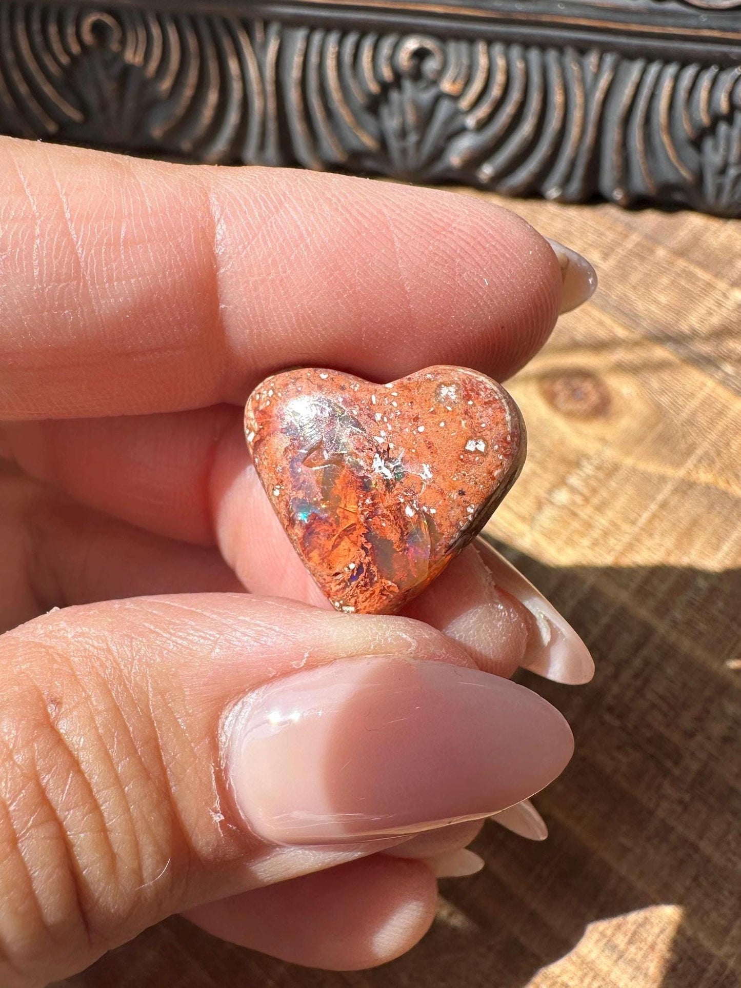 Cantara Opal Heart High Quality Cabochon Mexican Fire Opal Jelly Opal Water Opal, Opal in Matrix Opal in Rhyolite