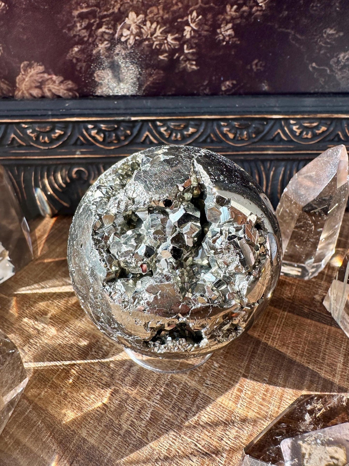 Pyrite Sphere, cubic pyrite, high quality fools gold, beautiful gold pyrite sphe
