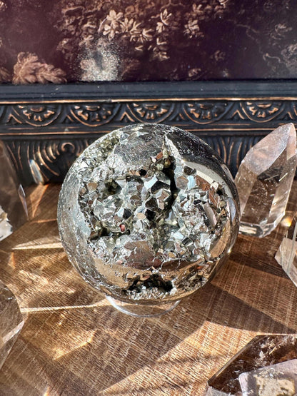 Pyrite Sphere, cubic pyrite, high quality fools gold, beautiful gold pyrite sphe