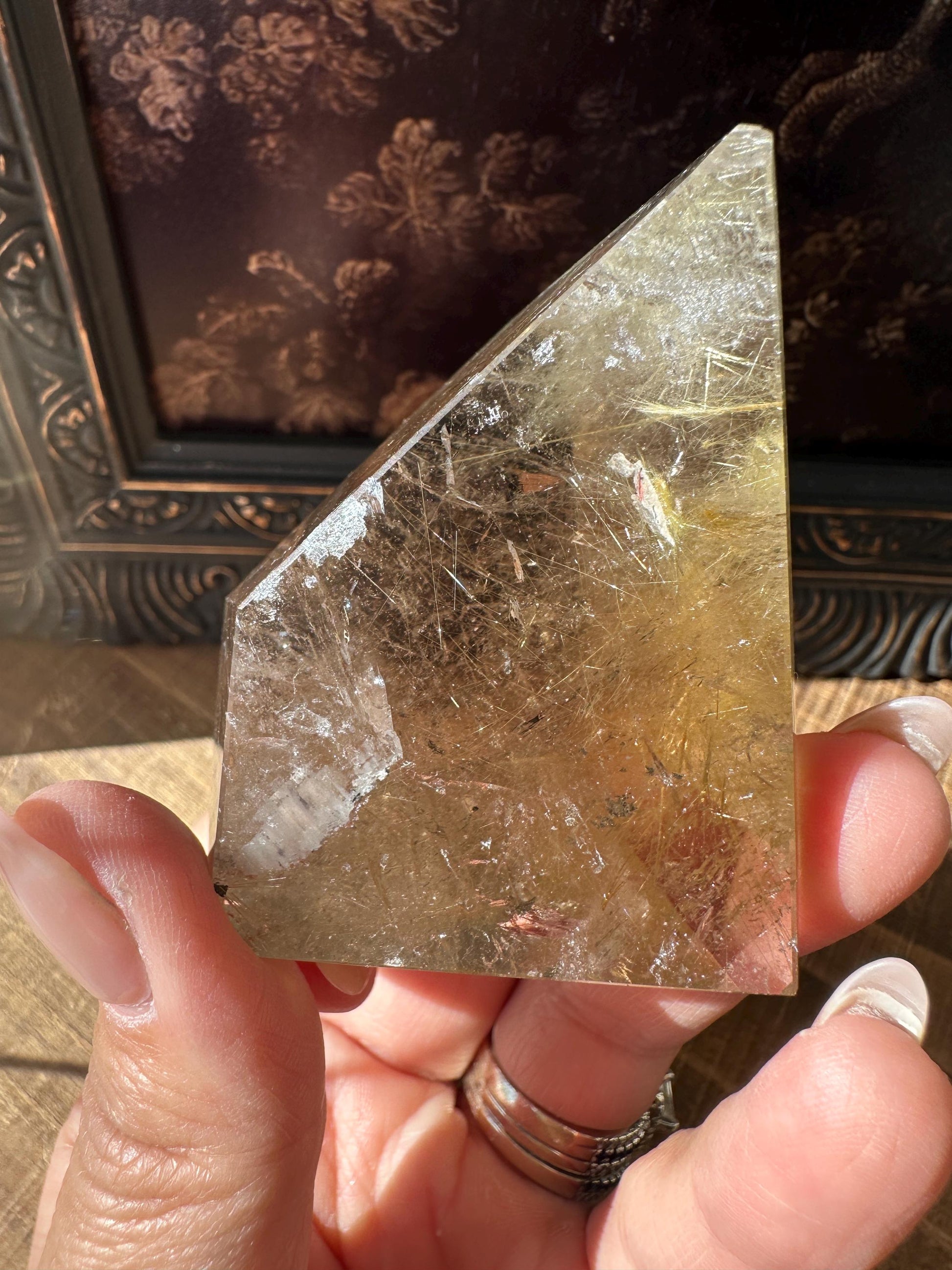 Rutilated smoky quartz Freeform, Golden Rutilated Quartz, rainbow quartz