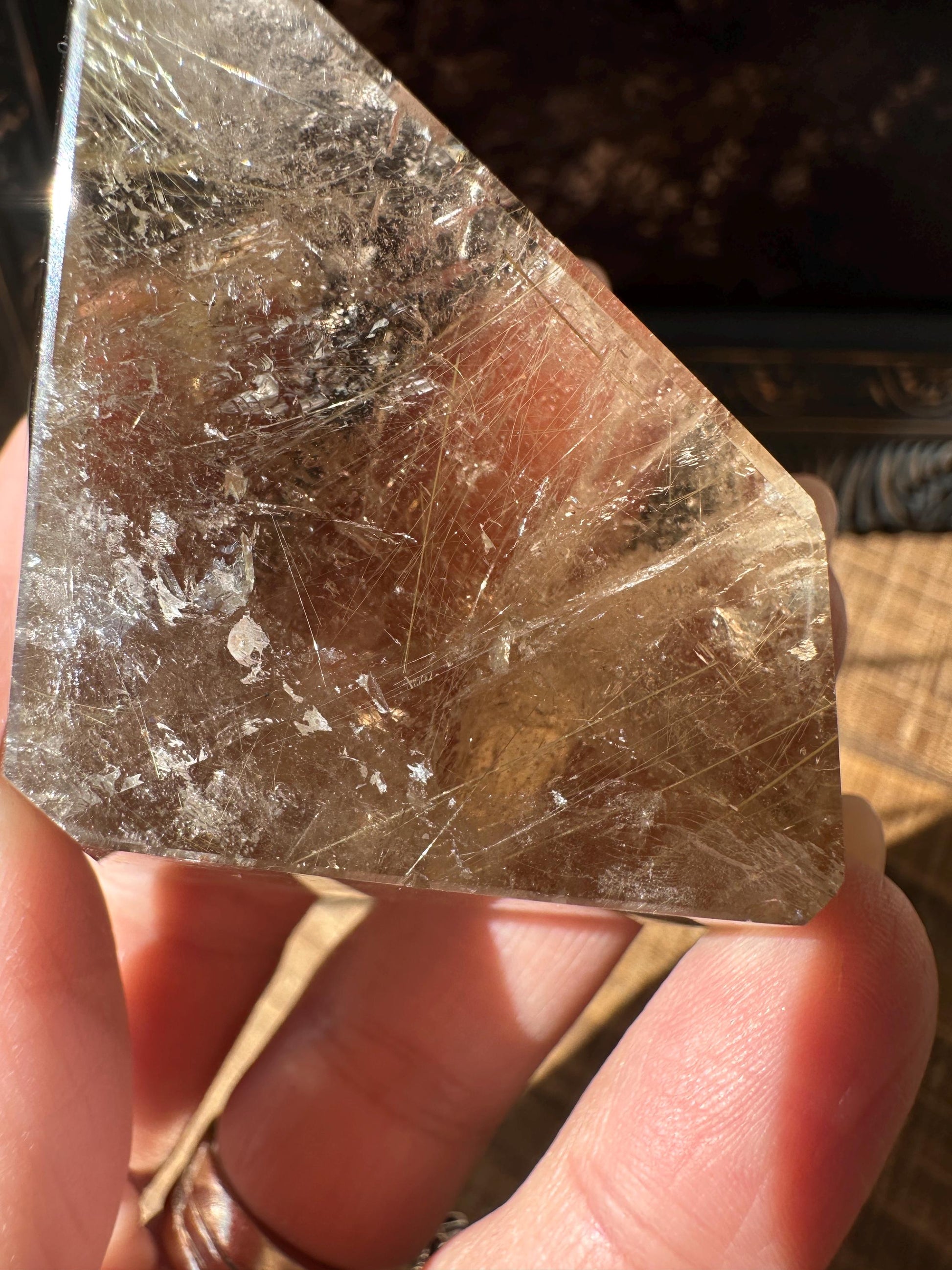 Rutilated smoky quartz Freeform, Golden Rutilated Quartz, rainbow quartz