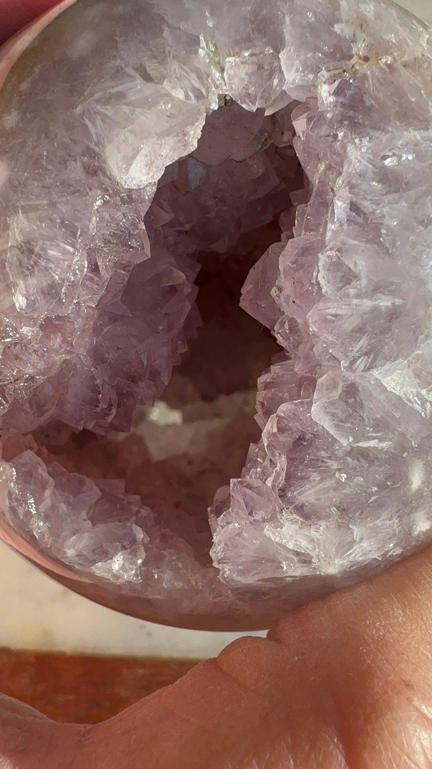 Flower agate sphere with druzy amethyst cave quartz gemmy